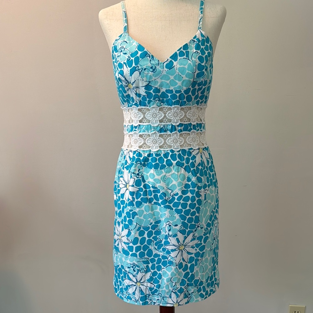 Lilly Pulitzer Blue and White Sleeveless Sundress